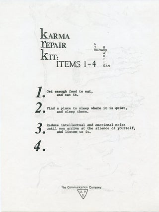 Item #SKB-1248 Karma Repair Kit: Items 1-4. Richard BRAUTIGAN