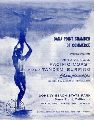 Item #SKB-13100 Entry form for the 1963 Third Annual Pacific Coast Mixed Tandem Surfing...