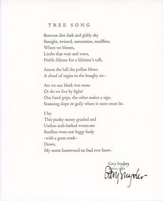 Item #SKB-13657 Tree Song. Gary SNYDER