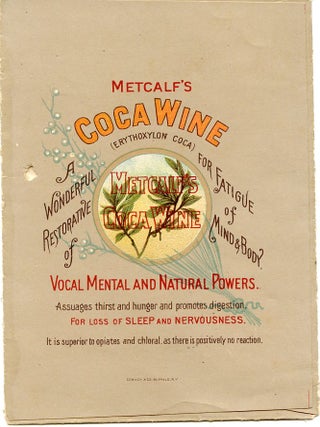 Packet advertising ''Coca Wine and Sachet Powders" from Theodore Metcalf.