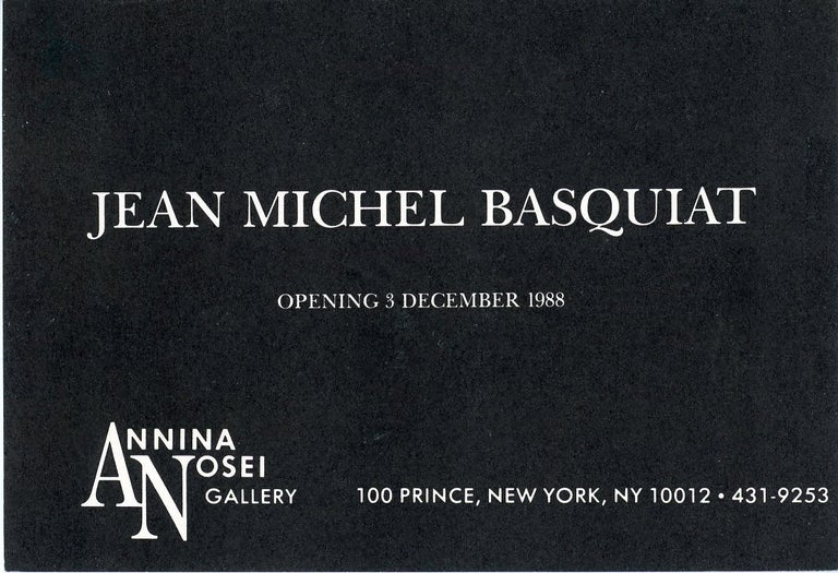 Item #SKB-14642 Postcard invitation announcing Basquiat's December 1988 show at the Annina Nosei Gallery in NYC. Jean-Michel BASQUIAT.