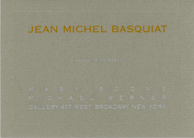 Item #SKB-14644 Invitation card for Basquiat's 1985 show at the Boone/Werner Gallery in NYC. Jean Michel BASQUIAT.