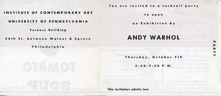 Campbell's ''Tomato Soup'' label invitation for Warhol's 1965 ICA retrospective.