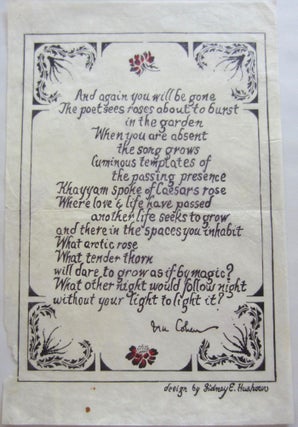 Item #SKB-16321 ''And again you will be gone...''. Ira COHEN