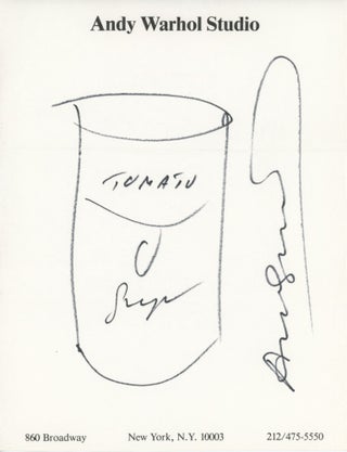 Item #SKB-16374 Original substantive drawing of a soup can by Andy Warhol. Andy WARHOL