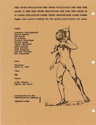 Item #SKB-16459 Handbill announcing the ''Digger Free Poetry Reading for the Spring Mobilization...