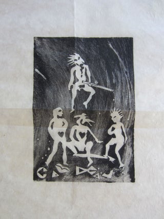 Item #SKB-16555 Original rice paper woodblock print of a humanoid creature with an opium pipe....