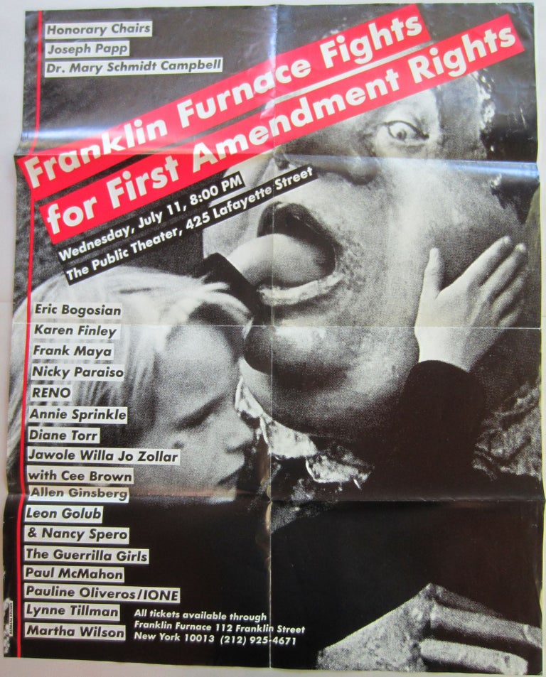 Item #SKB-16866 Poster designed by Kruger for the 1990 event "Franklin Furnace Fights for First Amendment Rights" at The Public Theater in NYC. Barbara KRUGER.