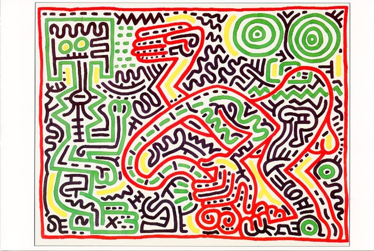 Item #SKB-16918 "Season's Greetings" card from the Tony Shafrazi Gallery, 1984 featuring a work by Keith Haring. Keith HARING.