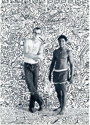 Item #SKB-16919 Postcard invitation for Keith Haring's (with LA2) 1982 show at the Tony Shafrazi...