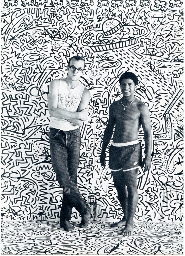 Item #SKB-16919 Postcard invitation for Keith Haring's (with LA2) 1982 show at the Tony Shafrazi Gallery. Keith HARING, Angel ORTIZ.