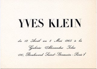 Item #SKB-16955 Invitation card for Klein's 1965 show at Galerie Alexandre Iolas in Paris. Yves...