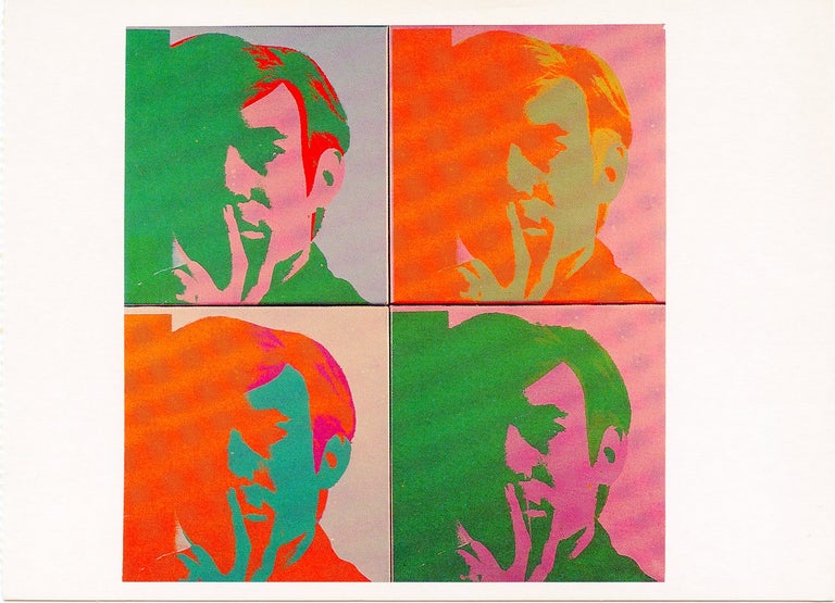 Item #SKB-17006 Vintage commercial postcard printing Warhol's Self-Portrait. Andy WARHOL.