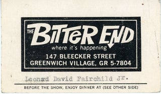 Item #SKB-17113 Dual business card from The Bitter End and The Tin Angel restaurant in Greenwich...