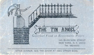 Dual business card from The Bitter End and The Tin Angel restaurant in Greenwich Village.