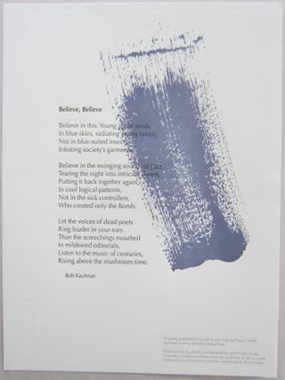 Item #SKB-17205 Believe, Believe. Bob KAUFMAN