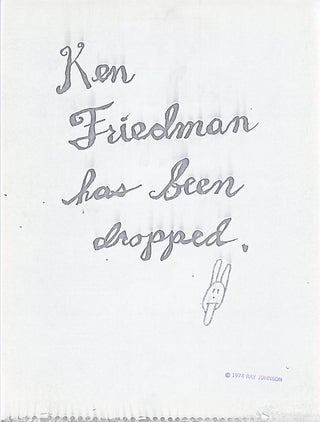 Item #SKB-17296 Handbill announcing: "Ken Friedman Has Been Dropped" Tim MANCUSI