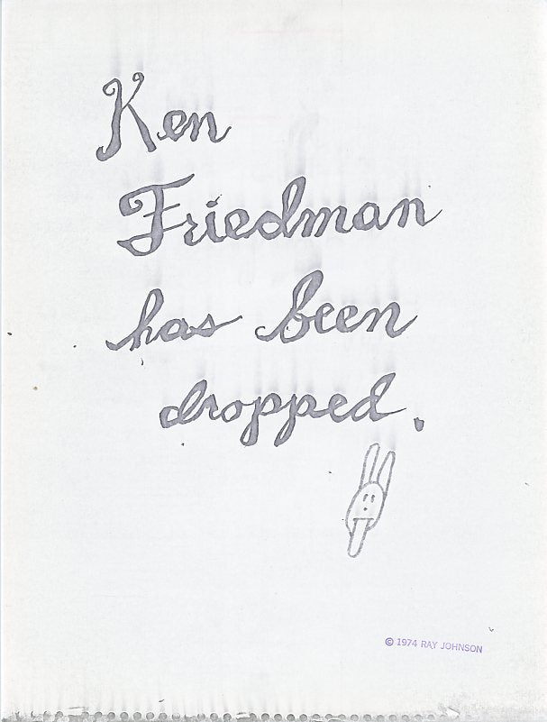 Item #SKB-17296 Handbill announcing: "Ken Friedman Has Been Dropped" Tim MANCUSI.