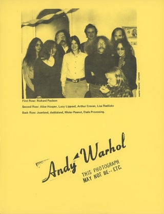 Item #SKB-17298 Handbill reproducing a rubber stamp by Warhol "Andy Warhol: This photo may not...