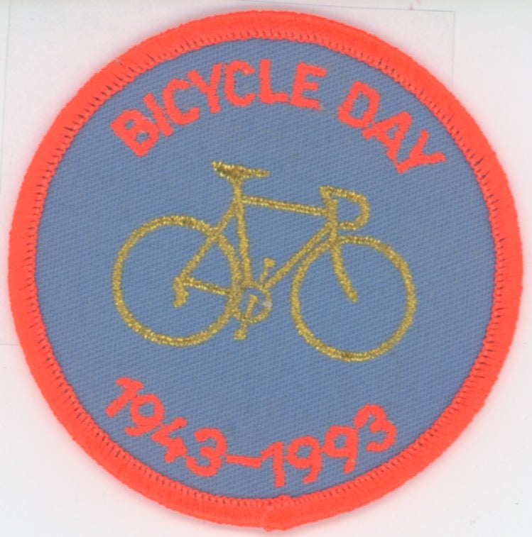 Item #SKB-17488 A "Bicycle Day" patch celebrating the 50th anniversary of the discovery of LSD. Albert HOFMANN.