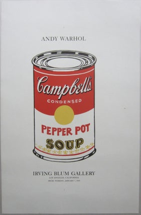 Item #SKB-17509 Poster announcing Andy Warhol's 1969 "Soup Can" exhibition at the Irving Blum...