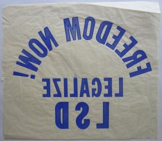 Vintage '60s iron-on T-shirt transfer stating: "Freedom Now Legalize LSD".