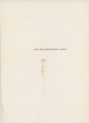 Item #SKB-17529 Legal-size handbill from the Communication Company proclaiming: ''Fuck the...