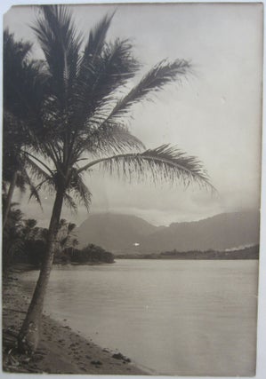 Large original vintage gelatin silver print ca. 1910 of a beautiful Hawaiian beach scene. A. R. GURREY, Jr.