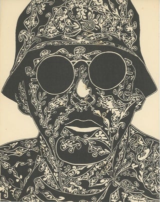 Item #SKB-17634 Handbill on card stock printing a psychedelicized b&w drawing of a helmeted biker...
