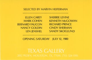 Item #SKB-17649 Exhibition announcement card for a 1980 group show featuring Richard Prince, Nan...