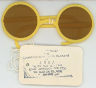 Item #SKB-17654 Sunglasses with invitation tag for the 1985 event at the AREA Nightclub in NYC...