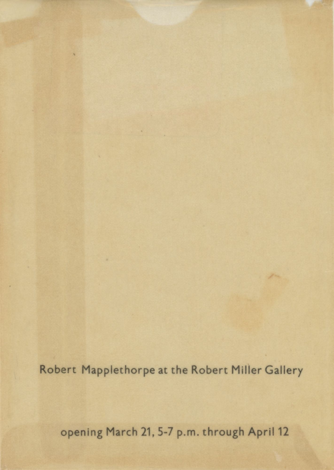 Invitation postcard for Mapplethorpe's Contact show at the Robert