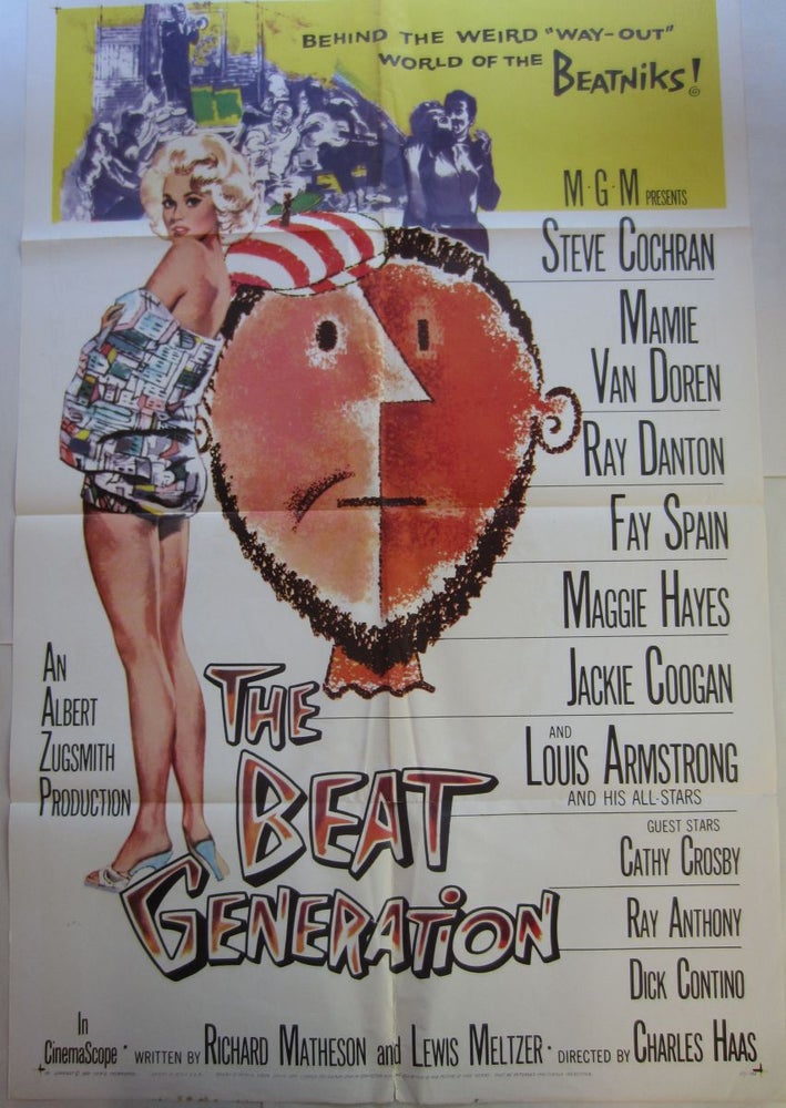 Item #SKB-1883 Full size (1-sheet) color poster for the 1959 Beat exploitation film, The Beat Generation starring Steve Cochran and Mamie Van Doren. Albert ZUGSMITH, Maime VAN DOREN.