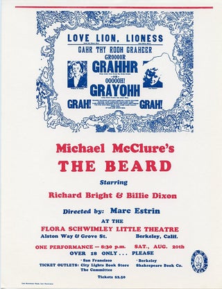 Item #SKB-2300 Handbill announcing an early performance of The Beard at the Flora Schwimley...