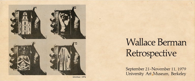 Item #SKB-3052 Announcement card for the Wallace Berman Retrospective at the University Art Museum in Berkeley, 1979. Wallace BERMAN.