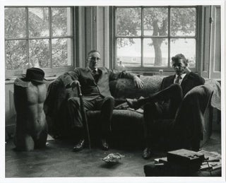 Item #SKB-377 An original b&w photograph (recent print) of William Burroughs and an unidentified...