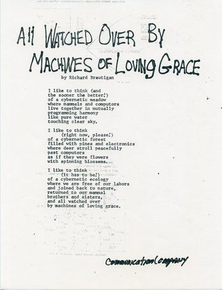 Item #SKB-4115 All Watched Over by Machines of Loving Grace. Richard BRAUTIGAN