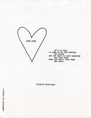 Item #SKB-4311 Love Poem. Richard BRAUTIGAN