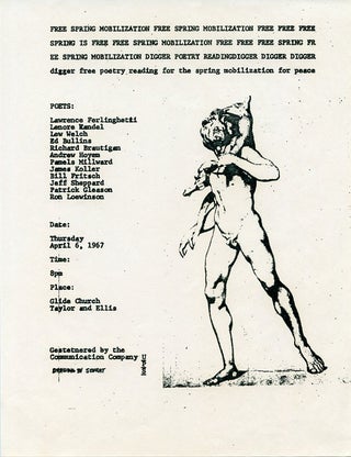 Item #SKB-4803 Handbill announcing the ''Digger Free Poetry Reading for the Spring Mobilization...