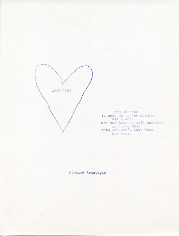 Item #SKB-7639 Love Poem. Richard BRAUTIGAN.