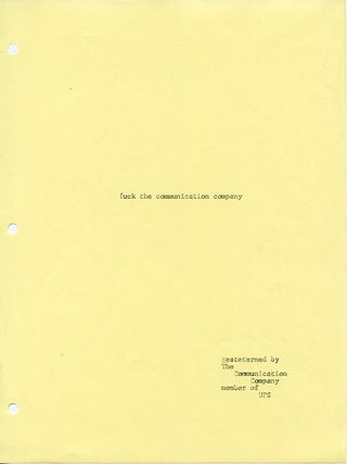 Item #SKB-9294 Handbill from the Communication Company proclaiming: ''Fuck the Communication...